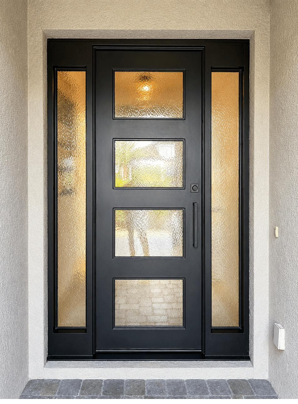 Iron Entry Single Door with sidelights- PS7397